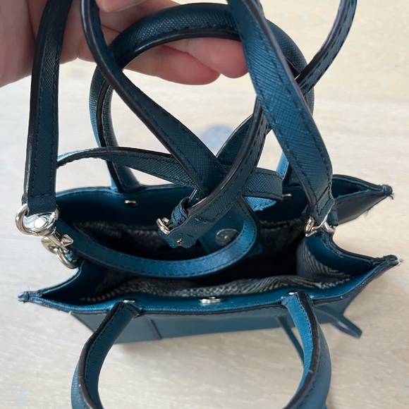 Rebecca Minkoff Mini M.A.B. Leather Mini Crossbody Tote in Teal Blue - Picture 4 of 7